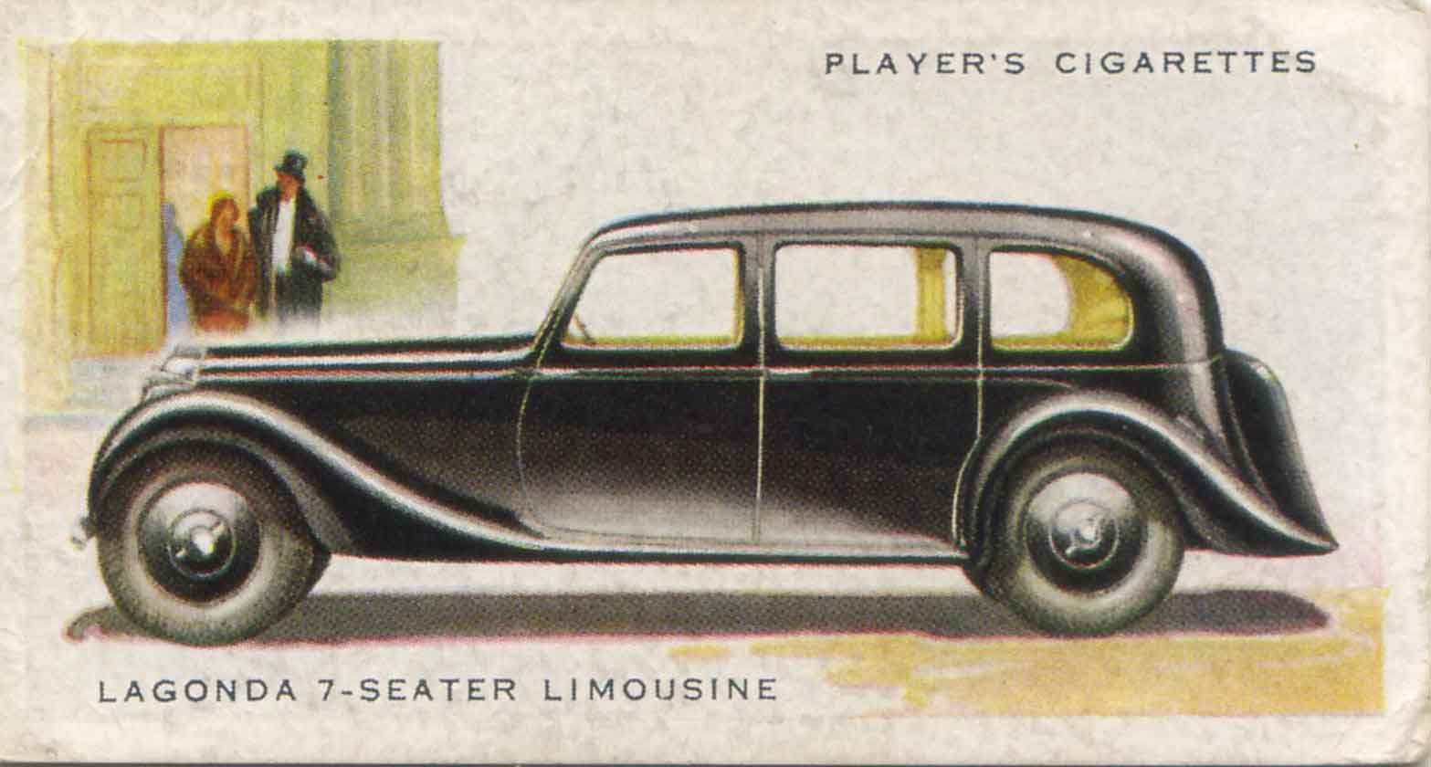 Lagonda 7 Seater. 1937 cigarette card.